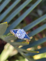 Platinum & 18ct gold two tone Art Deco diamond & sapphire engagement wedding ring