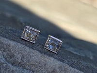 Platinum top - 14k gold old mine cut diamond studs earrings - apx .40ct tw
