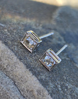 Platinum top - 14k gold old mine cut diamond studs earrings - apx .40ct tw