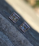 Platinum top - 14k gold old mine cut diamond studs earrings - apx .40ct tw