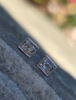 Platinum top - 14k gold old mine cut diamond studs earrings - apx .40ct tw