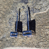 Platinum top - 14k gold old mine cut diamond studs earrings - apx .40ct tw