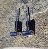 Platinum top - 14k gold old mine cut diamond studs earrings - apx .40ct tw
