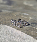 Platinum top - 14k gold old mine cut diamond studs earrings - apx .70ct tw