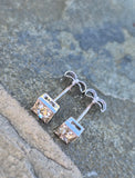 Platinum top - 14k gold old mine cut diamond studs earrings - apx .64ct tw