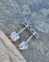 Platinum top - 14k gold old mine cut diamond studs earrings - apx .64ct tw