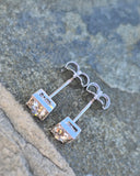 Platinum top - 14k gold old mine cut diamond studs earrings - apx .64ct tw