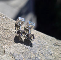 Platinum top - 14k gold old mine cut diamond studs earrings - apx .64ct tw