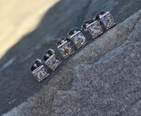 Platinum top - 14k gold old mine cut diamond studs earrings - apx .64ct tw