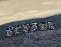 Platinum top - 14k gold old mine cut diamond studs earrings - apx .40ct tw