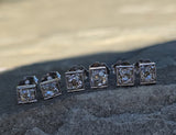 Platinum top - 14k gold old mine cut diamond studs earrings - apx .40ct tw