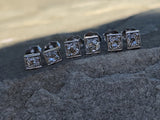 Platinum top - 14k gold old mine cut diamond studs earrings - apx .64ct tw