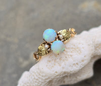 10k gold Victorian opal & pearl antique ring