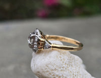 14k gold two tone diamond estate Deco engagement c.1930's ring