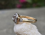 14k gold two tone diamond estate Deco engagement c.1930's ring