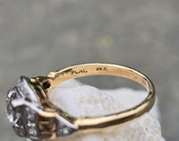 14k gold two tone diamond estate Deco engagement c.1930's ring