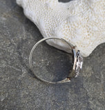 14k white gold Emerald & Diamond estate Art Deco vintage antique ring