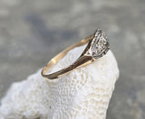 18k two tone 3 diamond estate Deco c.1930's ring