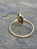 18ct gold two tone Deco estate sapphire & diamond navette target ring