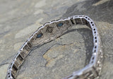 10k white gold Deco filigree diamond & blue sapphire antique bracelet