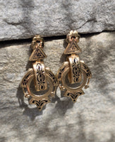 Victorian 14k yellow gold enamel dangle earrings