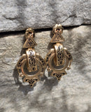 Victorian 14k yellow gold enamel dangle earrings