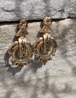 Victorian 14k yellow gold enamel dangle earrings