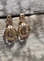 Victorian 14k yellow gold enamel dangle earrings