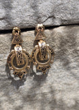 Victorian 14k yellow gold enamel dangle earrings