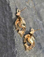 Victorian 14k yellow gold enamel dangle earrings