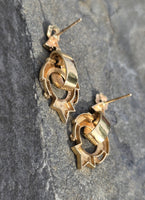 Victorian 14k yellow gold enamel dangle earrings