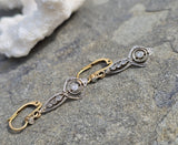 18k gold two tone Deco filigree diamond lever back earrings