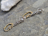 18k gold two tone Deco filigree diamond lever back earrings