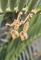 18k gold two tone Deco filigree diamond lever back earrings