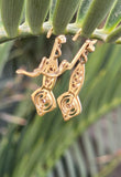 18k gold two tone Deco filigree diamond lever back earrings