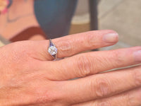 Platinum & 18ct gold two tone Art Deco diamond & sapphire engagement wedding ring