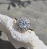 platinum and 18ct gold European cut diamond antique engagement wedding ring - apx .81ct tw