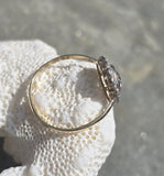 platinum and 18ct gold European cut diamond antique engagement wedding ring - apx .81ct tw