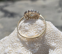 platinum and 18ct gold European cut diamond antique engagement wedding ring - apx .81ct tw