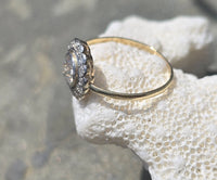 platinum and 18ct gold European cut diamond antique engagement wedding ring - apx .81ct tw