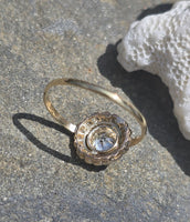 platinum and 18ct gold European cut diamond antique engagement wedding ring - apx .81ct tw