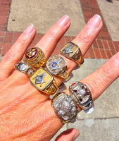 10k gold two tone vintage Deco Masonic Freemason Ring
