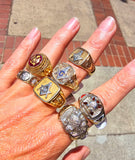 10k gold two tone vintage Deco Masonic Freemason Ring