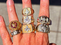 10k gold two tone vintage Deco Masonic Freemason Ring