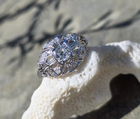 Platinum Art Deco c.1920's filigree European cut diamond ring