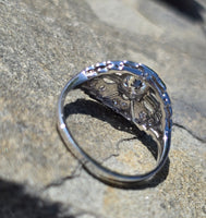 Platinum Art Deco c.1920's filigree European cut diamond ring