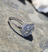 Platinum Art Deco c.1920's filigree European cut diamond ring