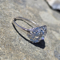 Platinum Art Deco c.1920's filigree European cut diamond ring