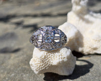 Platinum Art Deco c.1920's filigree European cut diamond ring