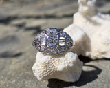 Platinum Art Deco c.1920's filigree European cut diamond ring